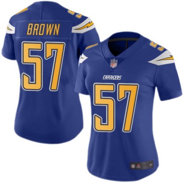 Los Angeles Chargers NFL Football Jatavis Brown Electric Blue Jersey Women Limited #57 Rush Vapor Untouchable